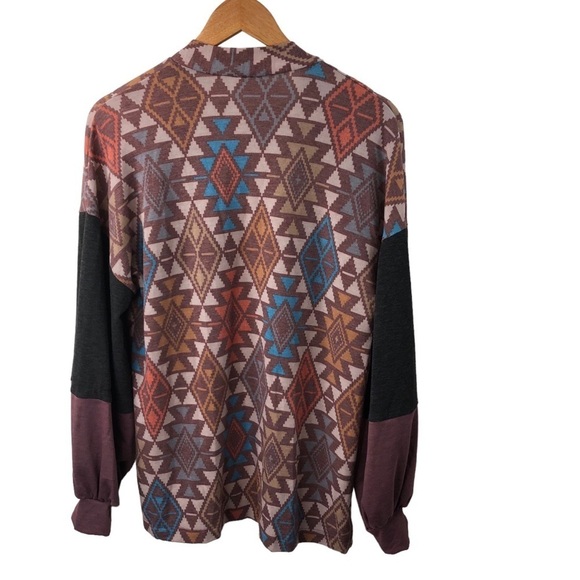 Andre by Unit Cardigan Open Tribal Southwest Aztec Sz M Earthtones Lightweight - Picture 6 of 9